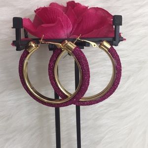 🌹3/$15 Palm Beach Pink Glitter Hoop Earrings